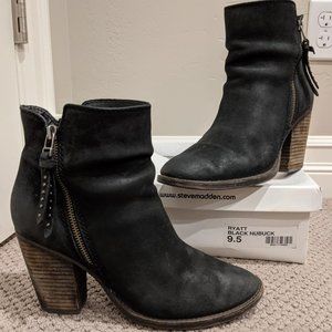 Steve Madden Ryatt Black Nubuck Ankle Boot